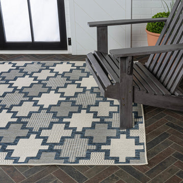 Cyrus Modern Geometric Tile Pattern Indoor/Outdoor Area Rug